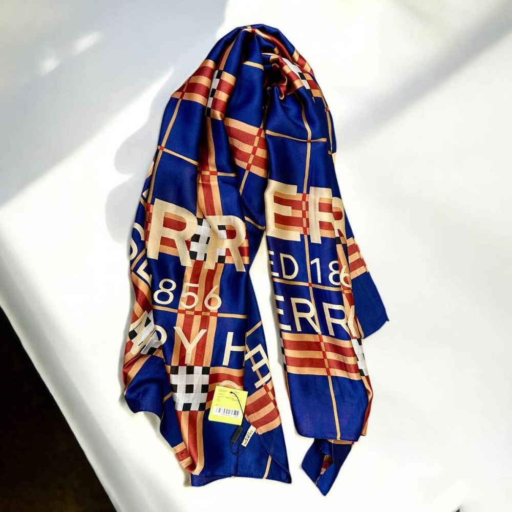 Burberry Designer Blue Silk Stole-thumb-0
