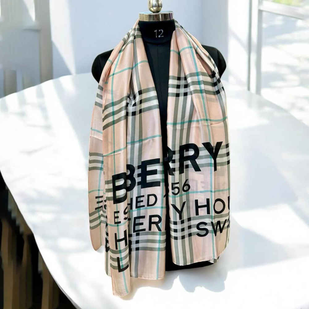 Burberry Designer Cream Silk Stole-thumb-1