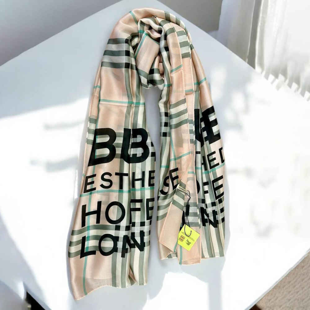 Burberry Designer Cream Silk Stole-thumb-0