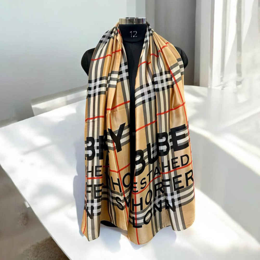 Burberry Designer Beige Silk Stole-thumb-1