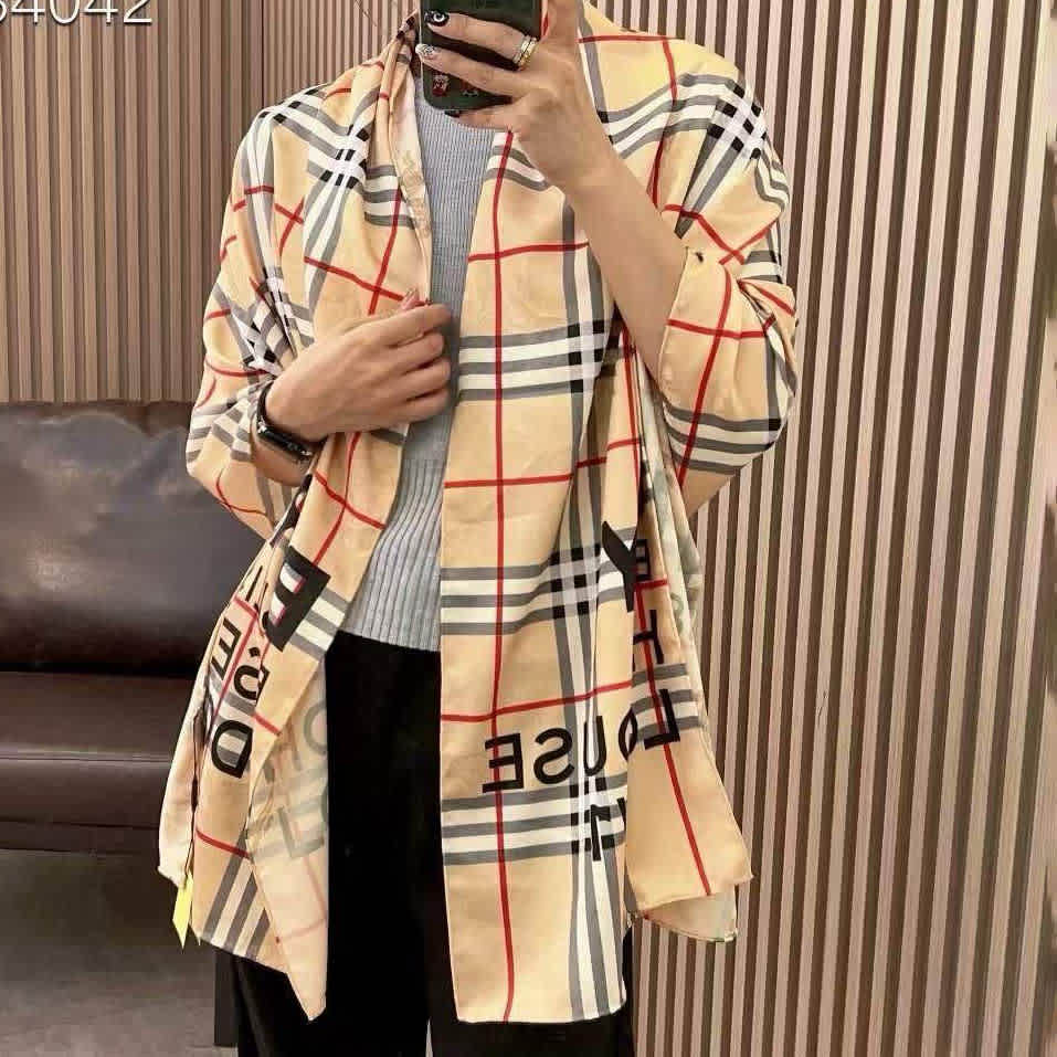 Burberry Designer Beige Silk Stole-thumb-2