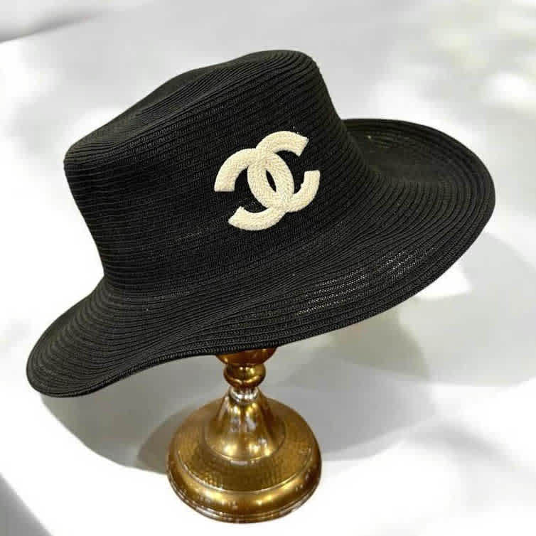 Chanel Black Straw Bucket Hat-1