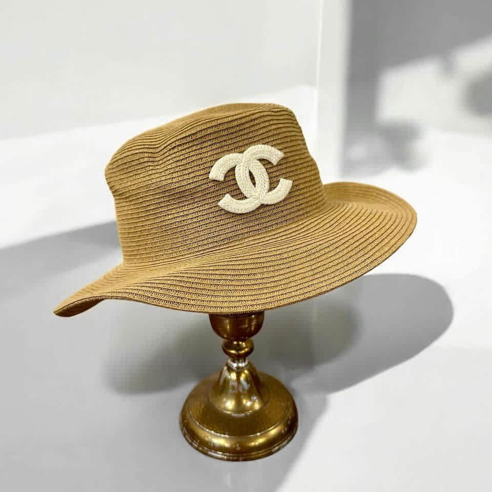 Chanel Beige Straw Bucket Hat-1
