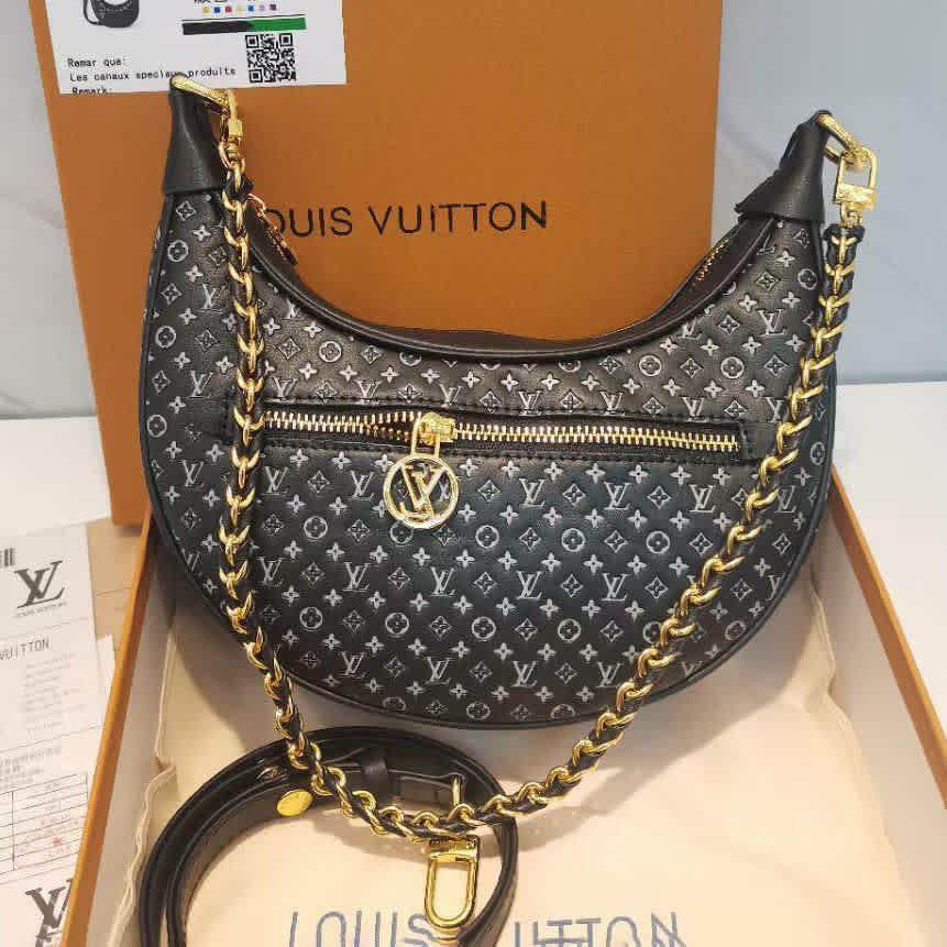 Louis Vuitton Vintage Loop Emossed Black Shoulder Cum Sling Bag-3