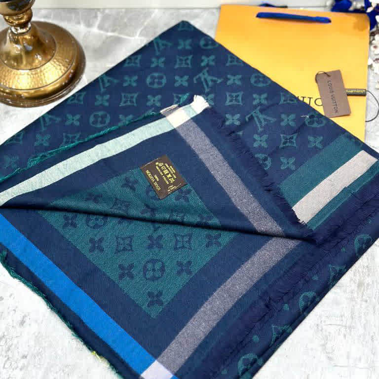 Louis Vuitton Designer Blue Semi Woollen Stole-thumb-0