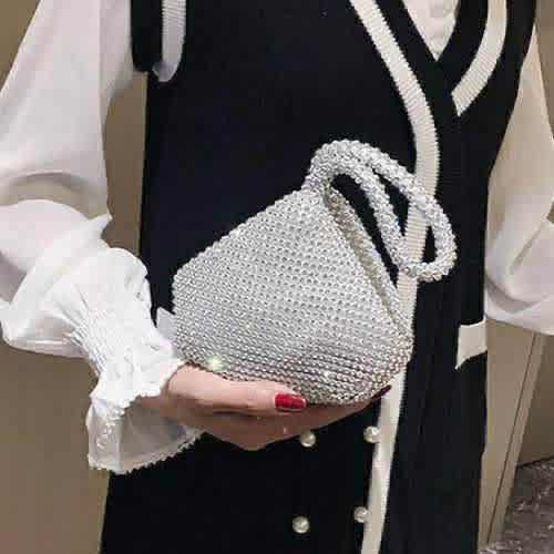 Swvaroski Silver Party Wear Pouch-2