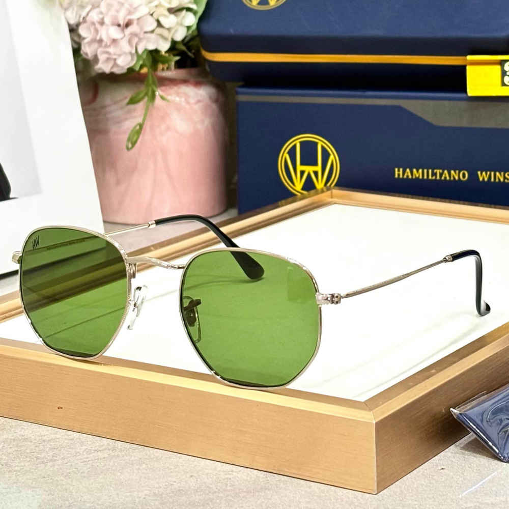 Hamiltano Winston Classic Green & Silver Sunglasses-thumb-0