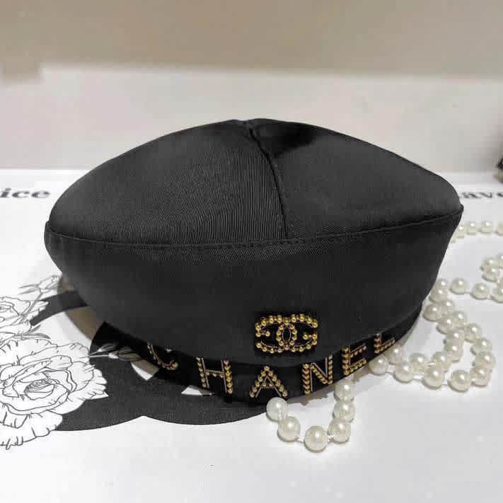 Chanel Black Beret Hat-thumb-1