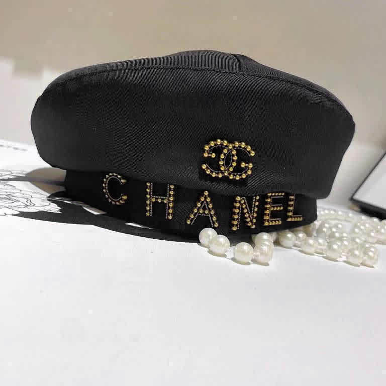 Chanel Black Beret Hat-thumb-0