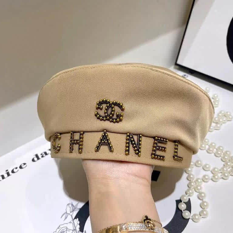 Chanel Khaki Beret Hat-thumb-1