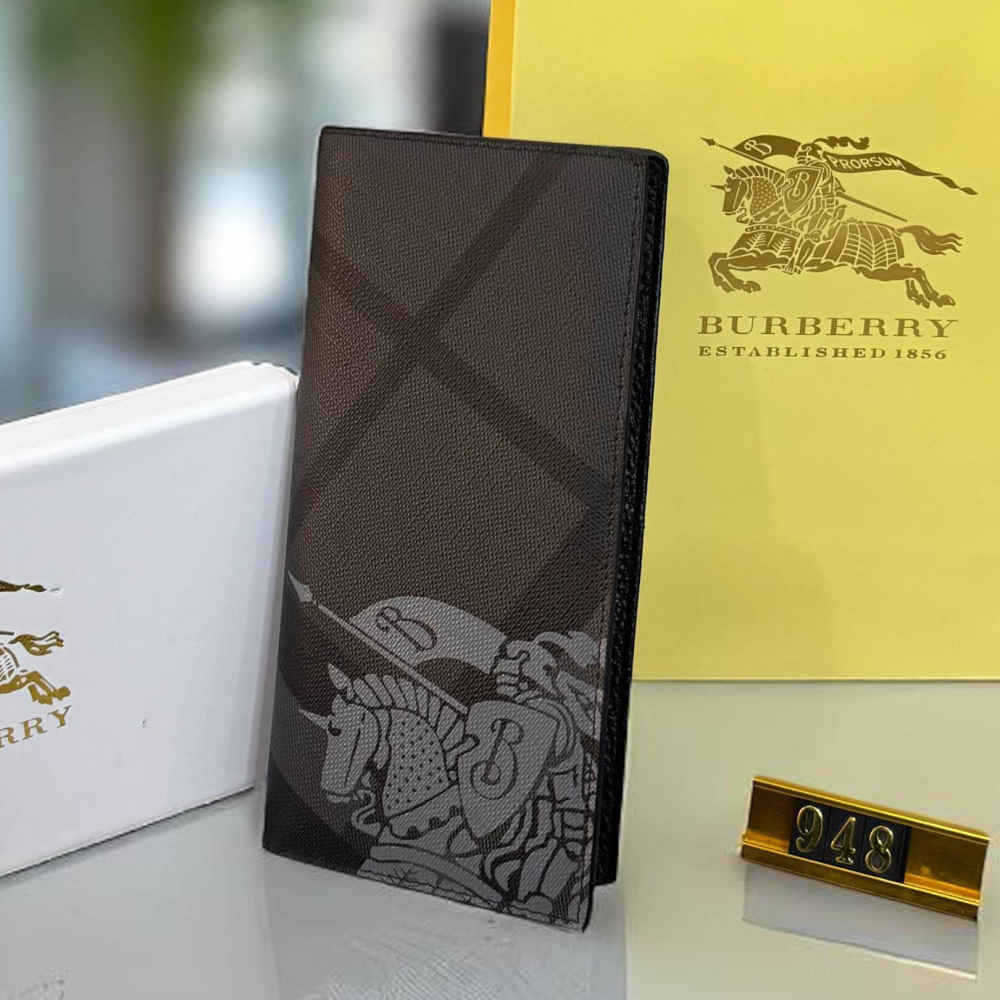 Burberry Black Leather Bifold Long Wallet-1
