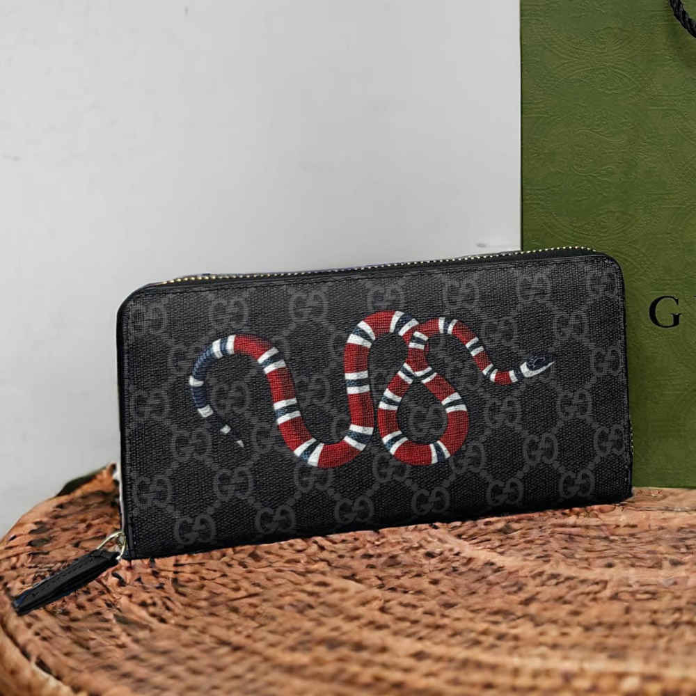 Gucci GG Supreme Monogram Snake Print Long Wallet-3