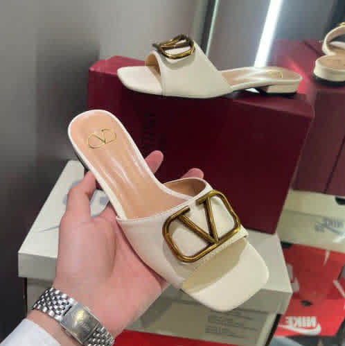 Valentino White Premium Quality Women's Flat Sandals-thumb-0