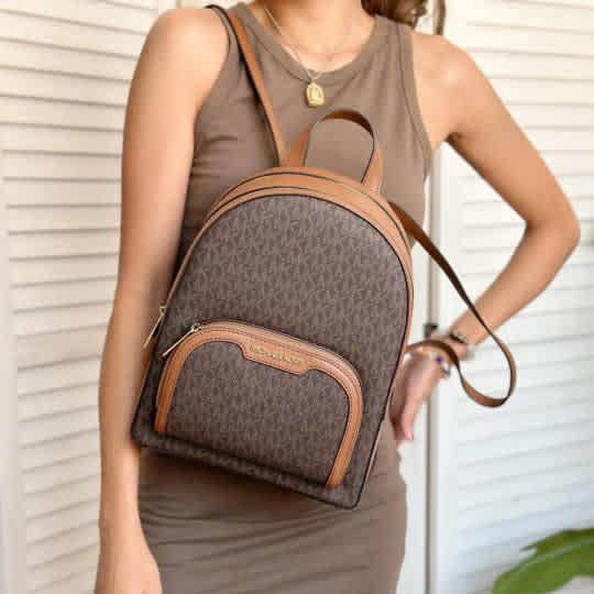 Michael Kors MK Jaycee Brown Backpack-1