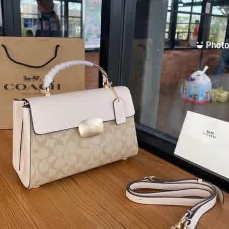 Coach Eliza Top Handle White Premium Handbag-thumb-0