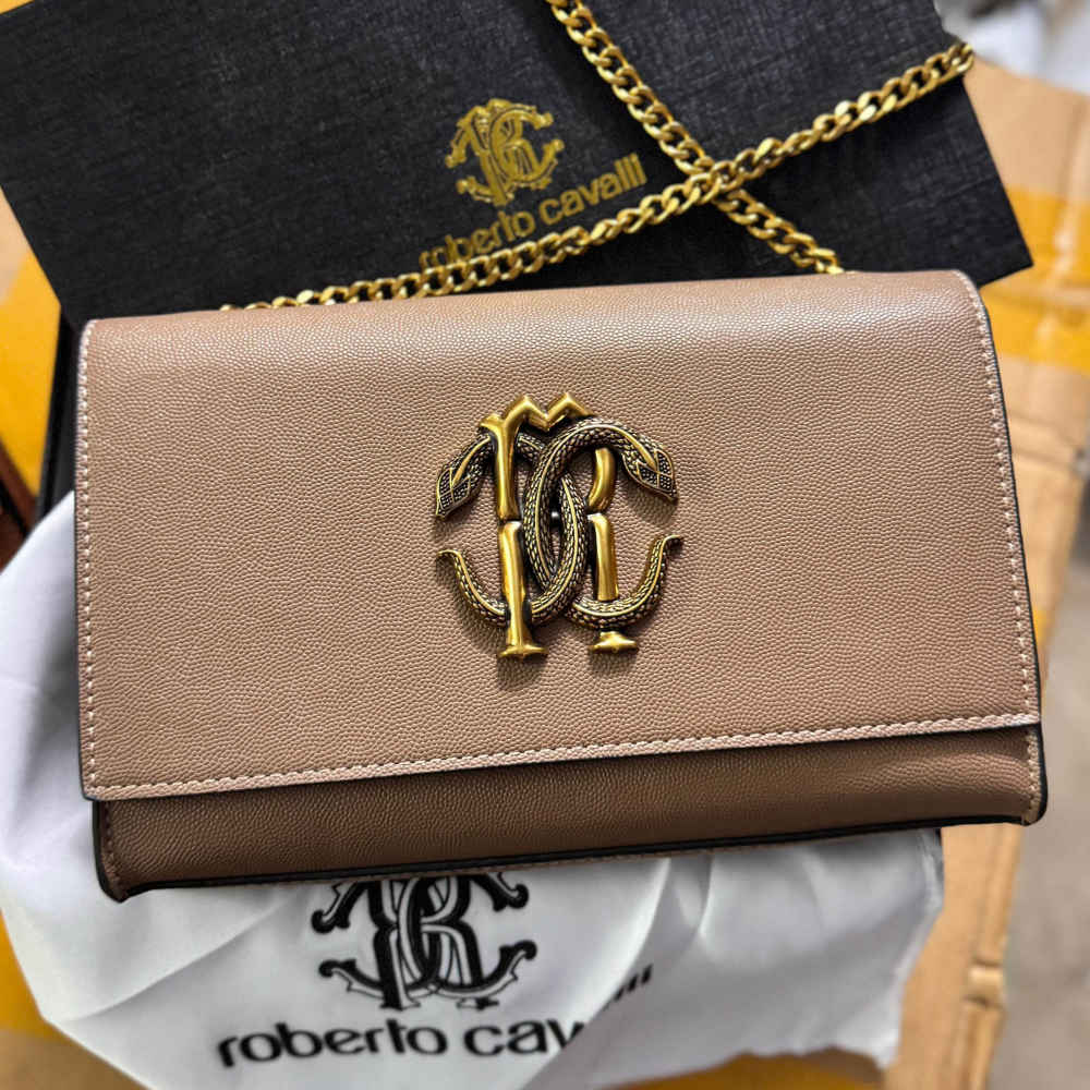 Roberto Cavalli Clutch Beige Sling Bag-thumb-0