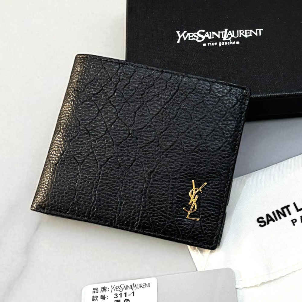 YSL Black Premium Compact Wallet-thumb-0