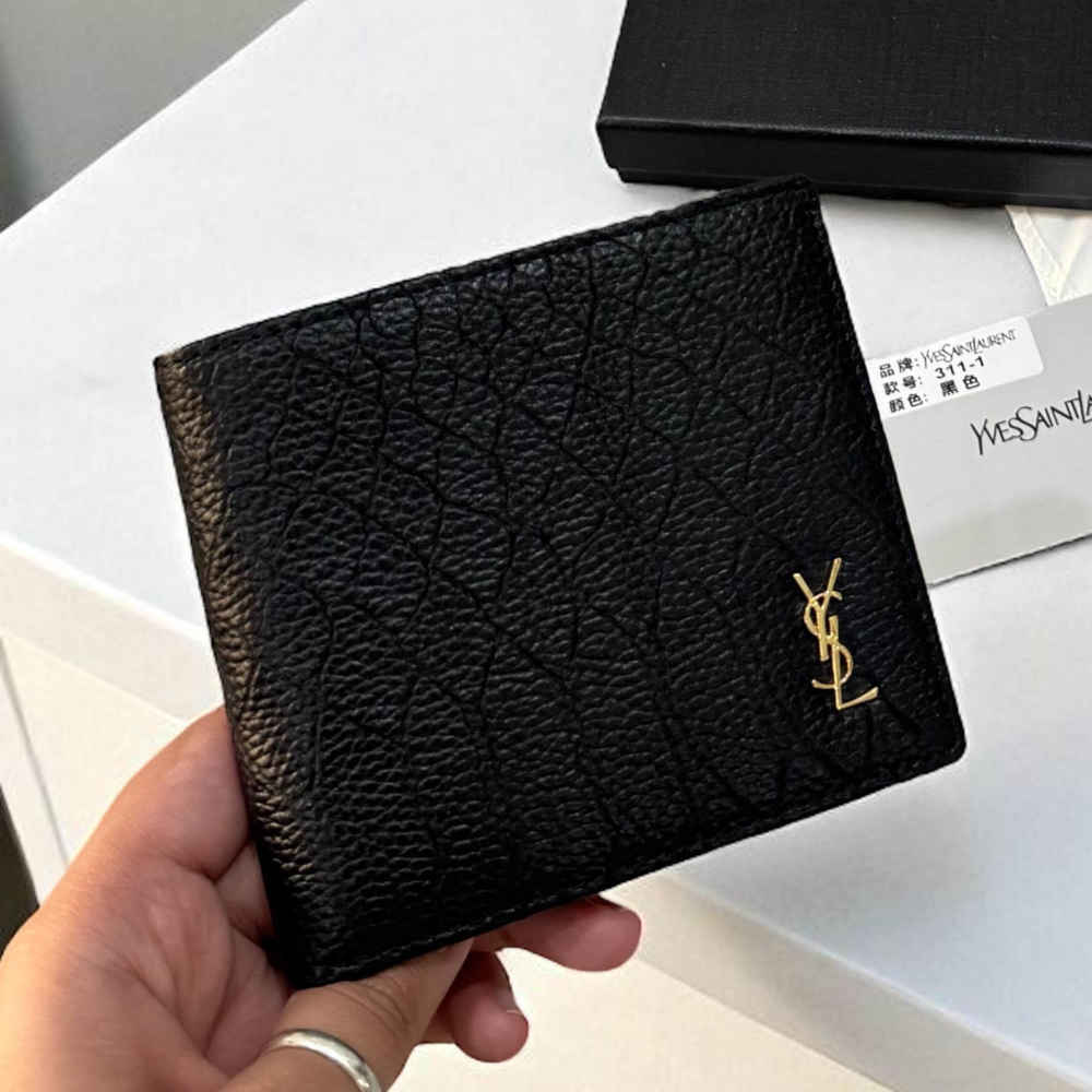 YSL Black Premium Compact Wallet-thumb-1