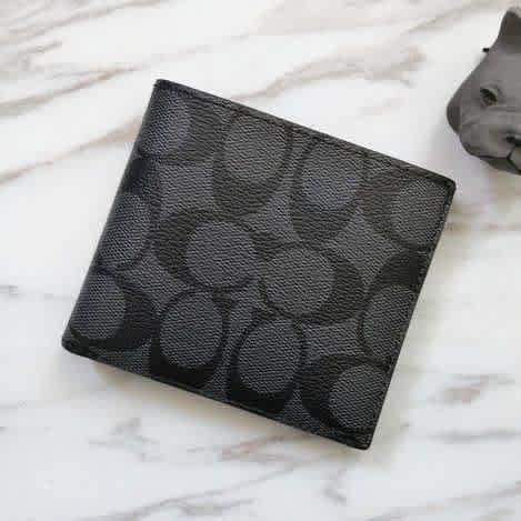 Coach Black Premium Compact Wallet-thumb-3