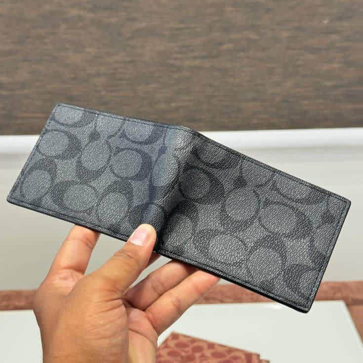 Coach Black Premium Compact Wallet-thumb-4