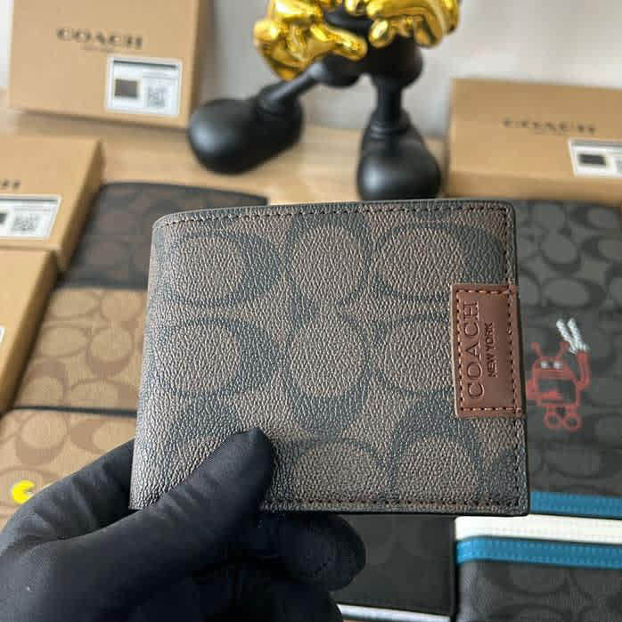 Coach Brown Premium Compact Wallet-thumb-0