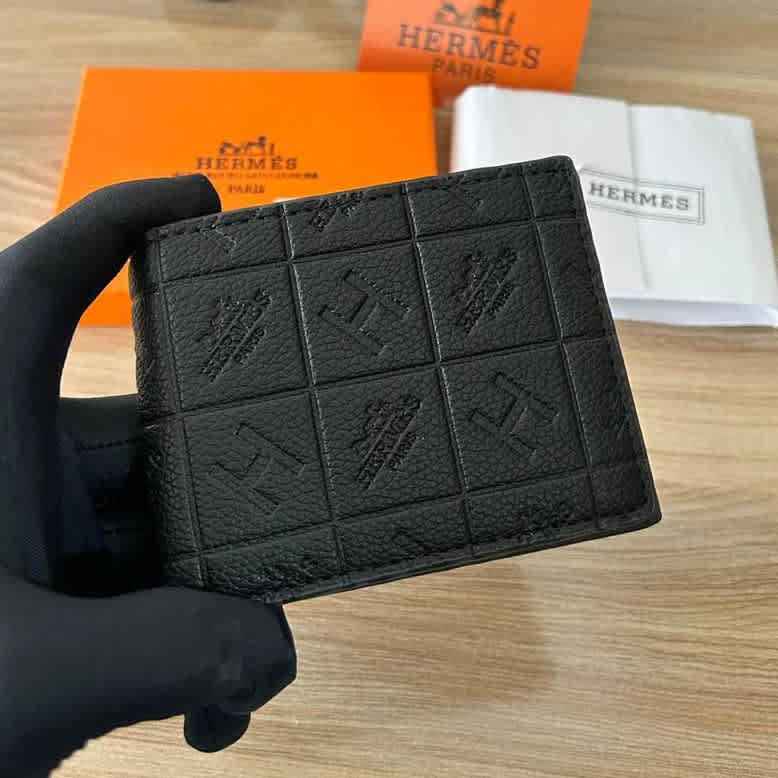 Hermes Black Premium Compact Wallet-thumb-0