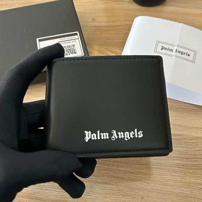 Palm Angels Black Premium Compact Wallet-thumb-0