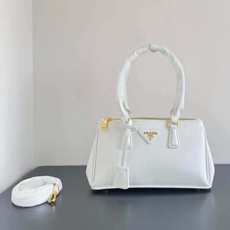 Prada Galleria Saffiano White Handbag-thumb-0