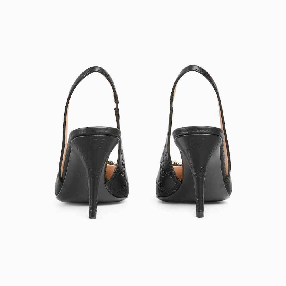 Gucci Black Women's slingback pump with Horsebit Heels Sandals-3