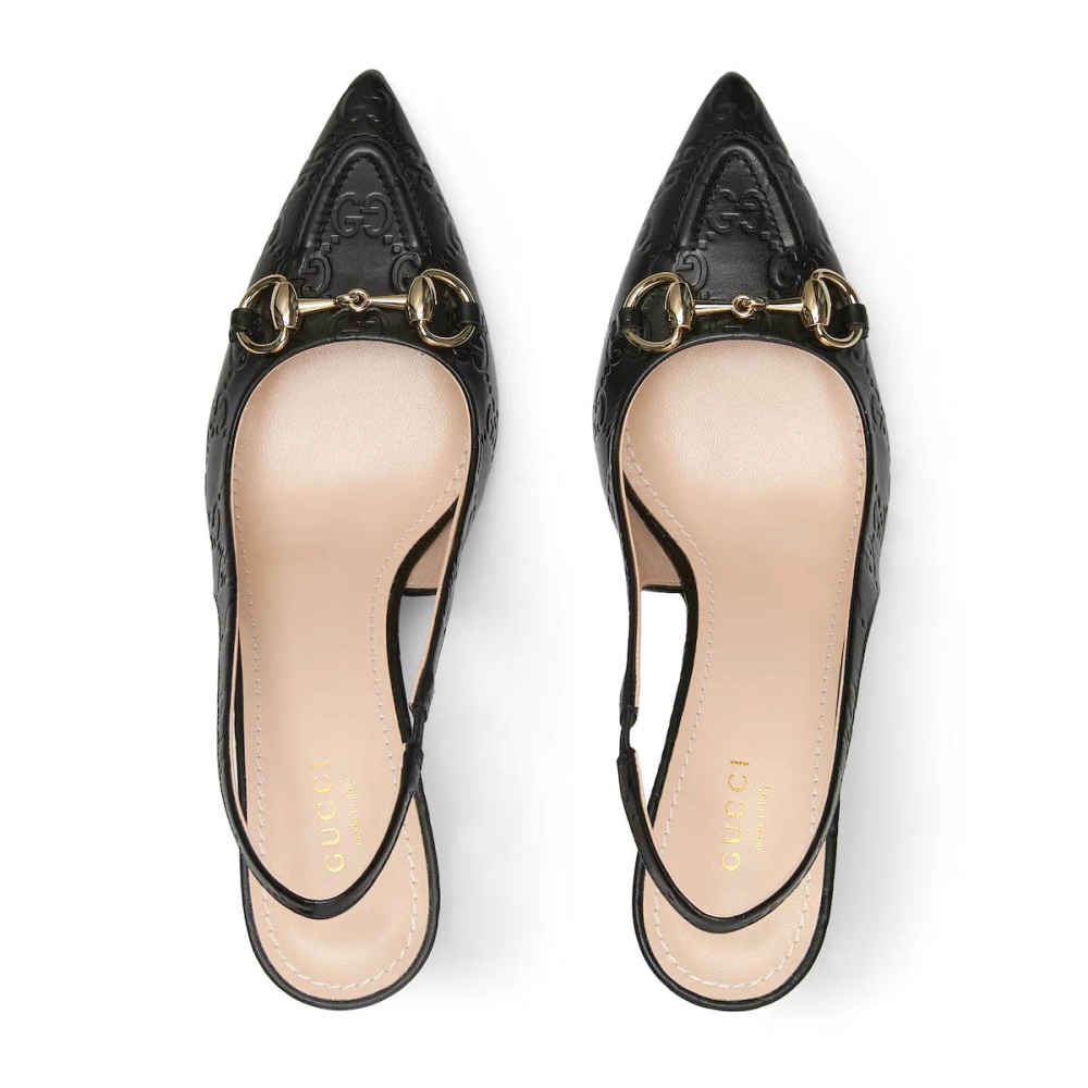 Gucci Black Women's slingback pump with Horsebit Heels Sandals-2