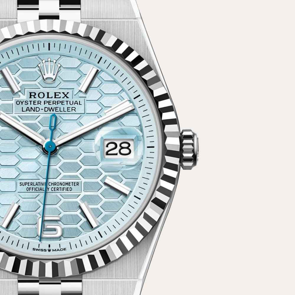 Rolex Land-Dweller Oyster, 40 mm, Platinum and Blue Dial Watch M127336-0001-1