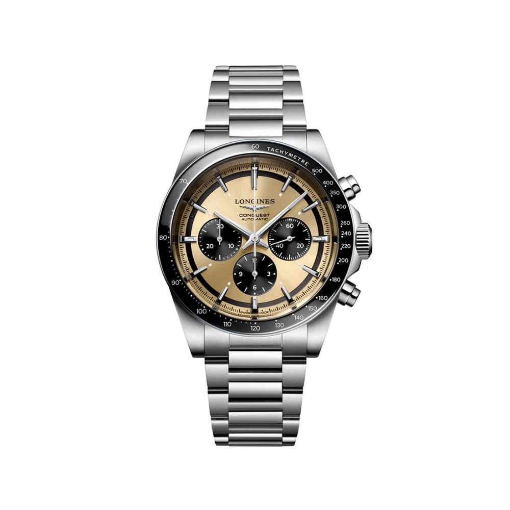 Longines Conquest Chronograph Gold Dial Watch L3.835.4.32.6-thumb-0