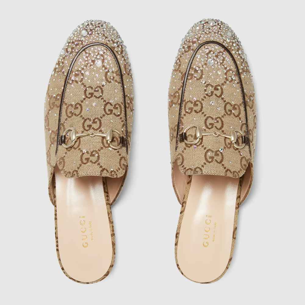 Gucci GG Women's Princetown Flat Sandals with Crystal Horsebit-2