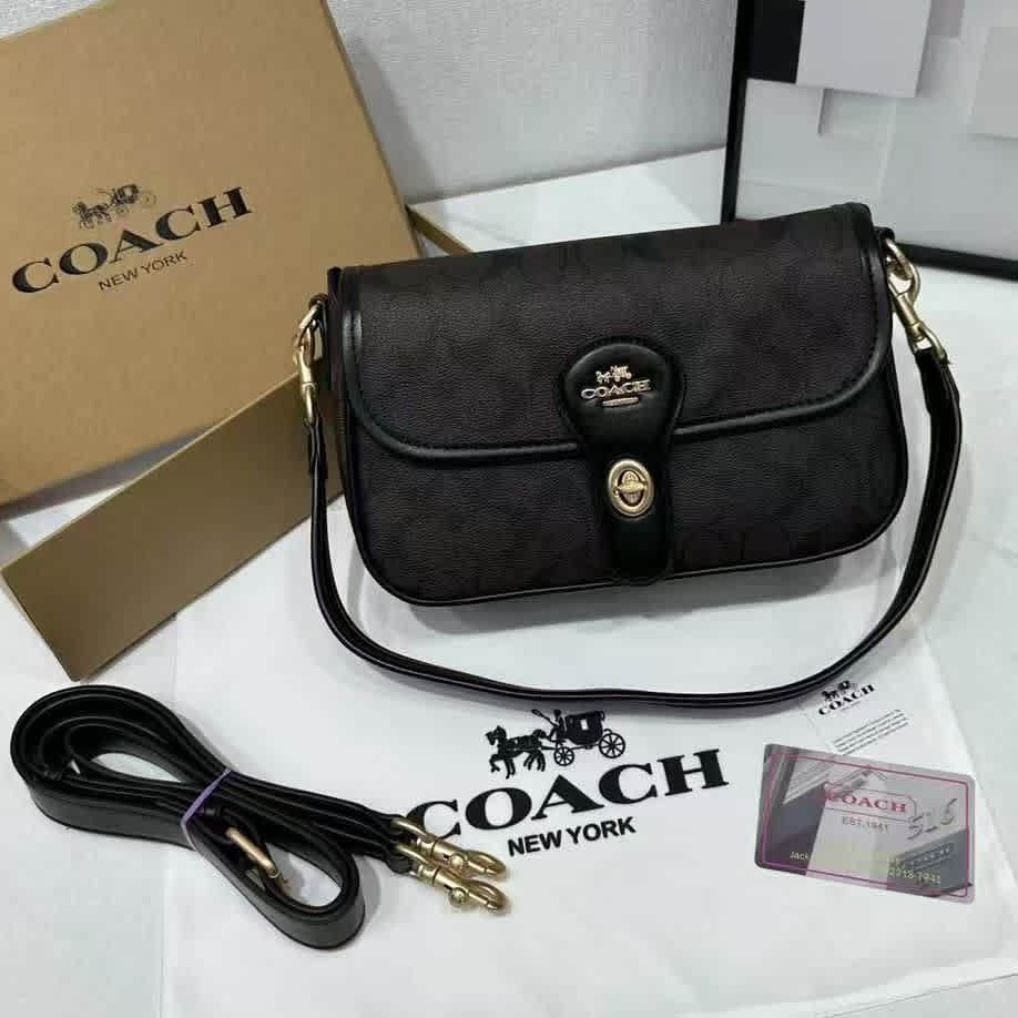 Coach Hadley Dark Brown Shoulder Bag-thumb-0