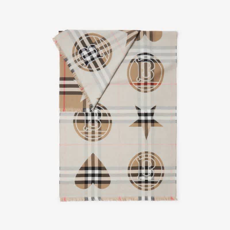 Burberry Designer Reversible All Weather Beige Silk Stole-1