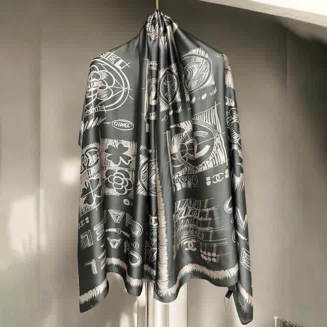 Chanel Designer Grey Silk Stole-1