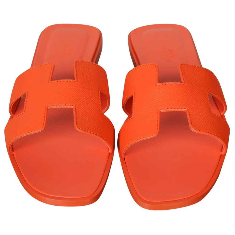 Hermes Orange Premium Quality Women's Flat Sandals-thumb-2