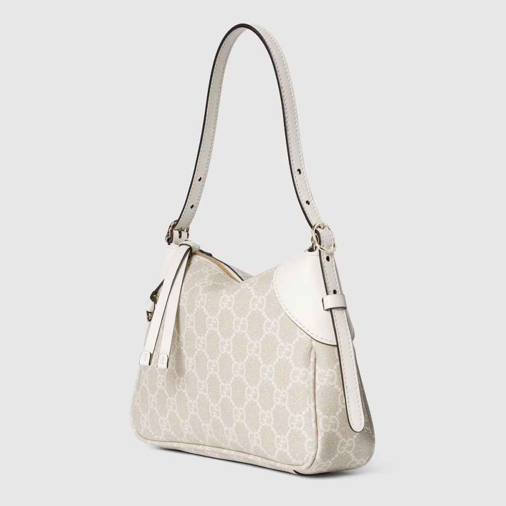 Gucci Emblem Nude Shade With White Contrast Bag With Dog charm Shoulder Bag-2