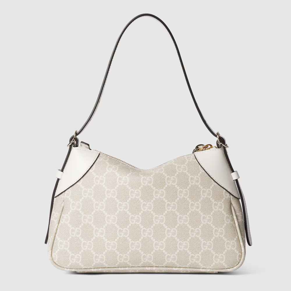 Gucci Emblem Nude Shade With White Contrast Bag With Dog charm Shoulder Bag-7