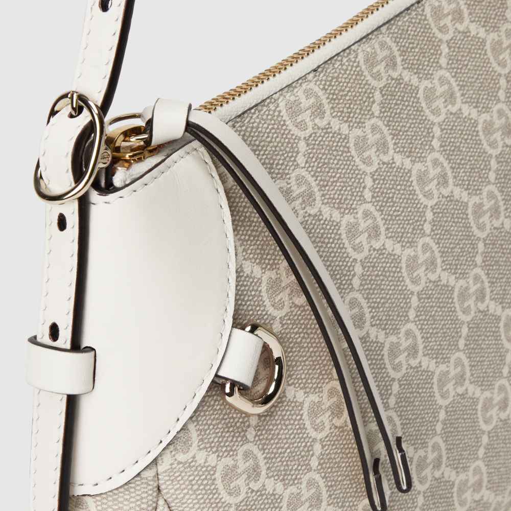 Gucci Emblem Nude Shade With White Contrast Bag With Dog charm Shoulder Bag-6