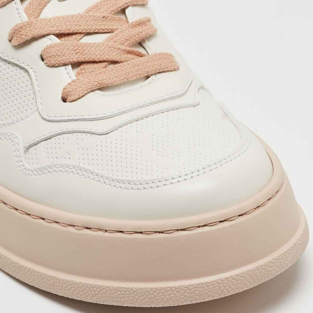 Gucci White GG Embossed Leather Low Top Sneakers-5