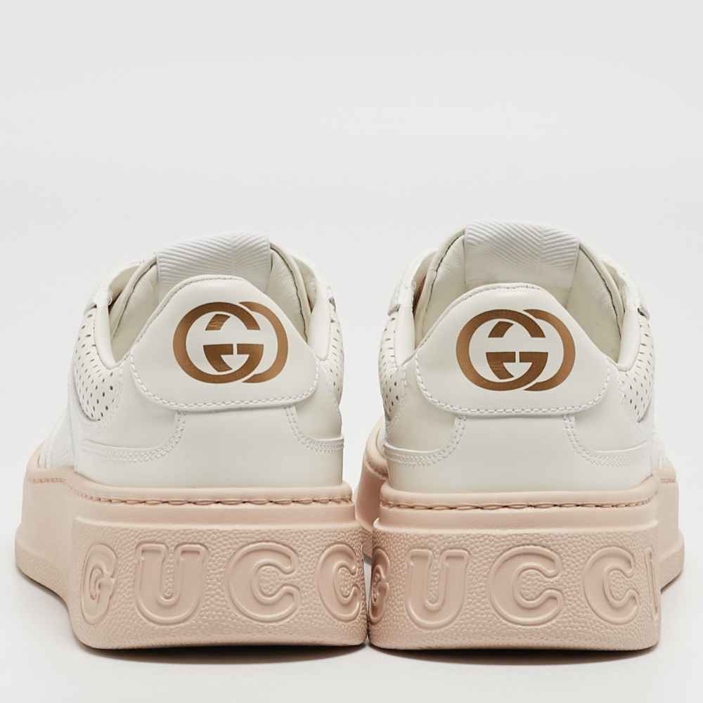 Gucci White GG Embossed Leather Low Top Sneakers-2