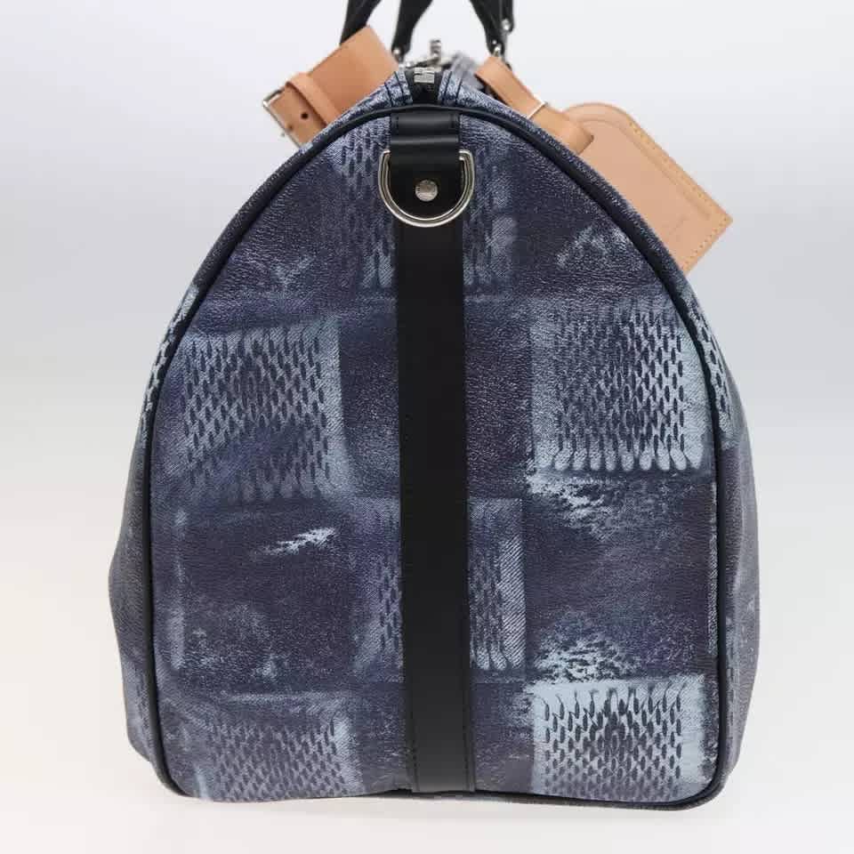 Louis Vuitton LV Damier Keepall Bandoulire Navy Blue Duffle Bag-thumb-1