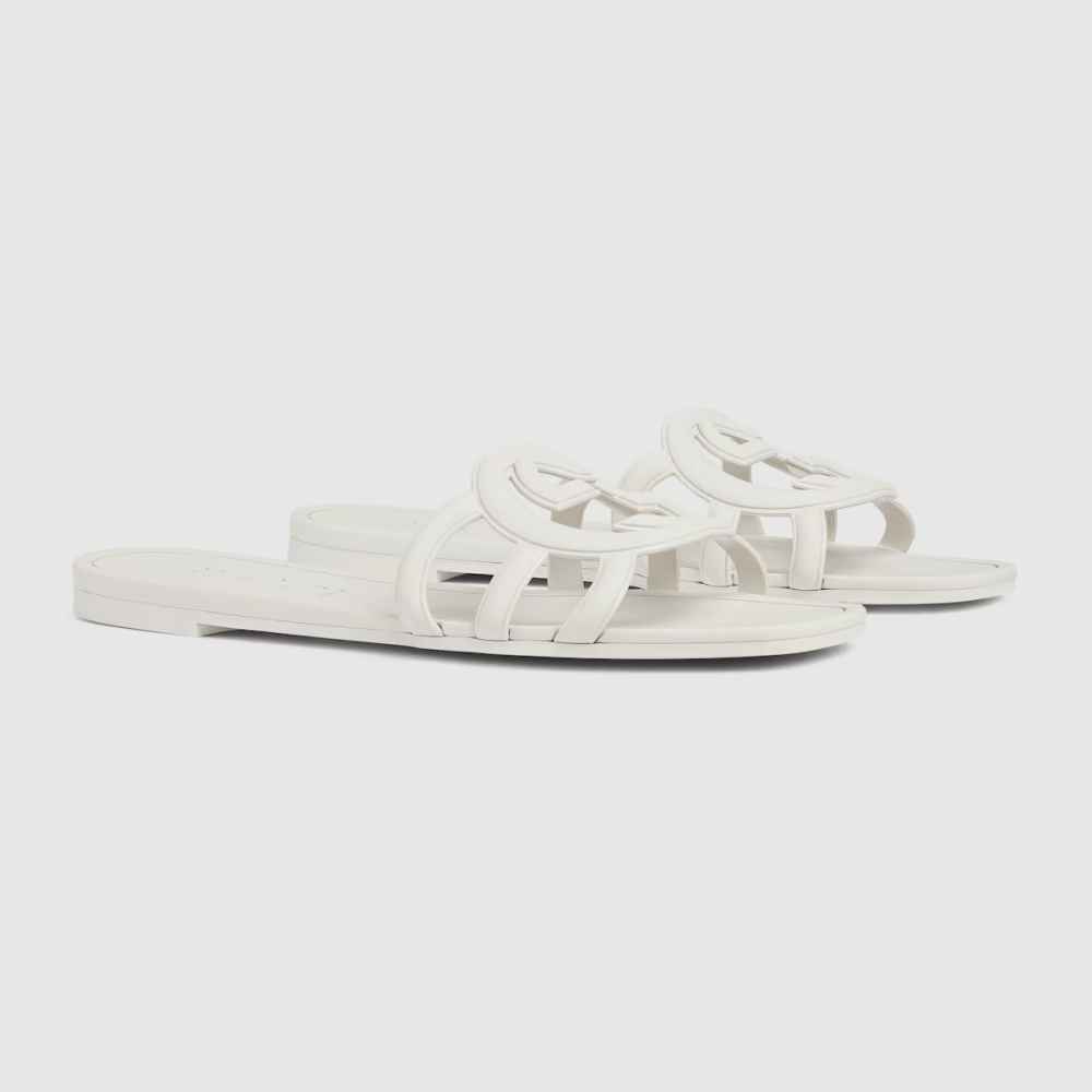 Gucci White Women's Interlocking G slide sandal-1