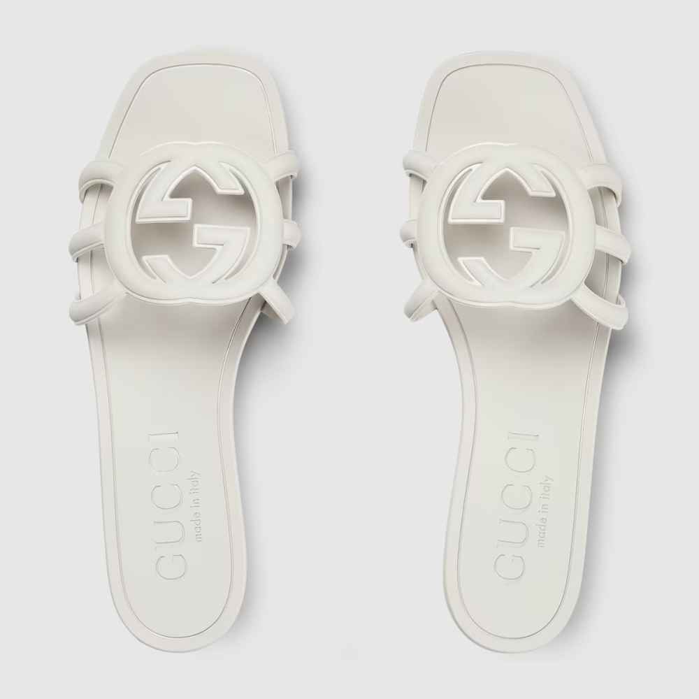 Gucci White Women's Interlocking G slide sandal-2