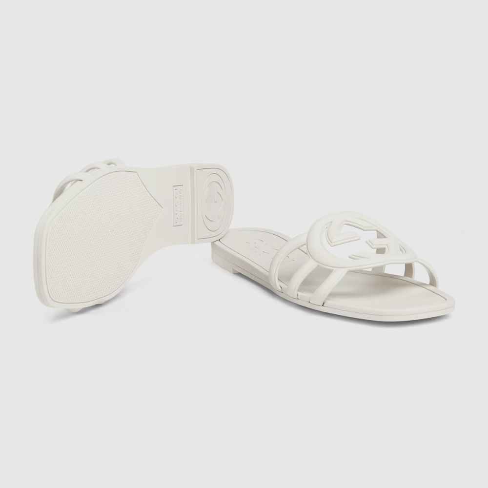 Gucci White Women's Interlocking G slide sandal-3