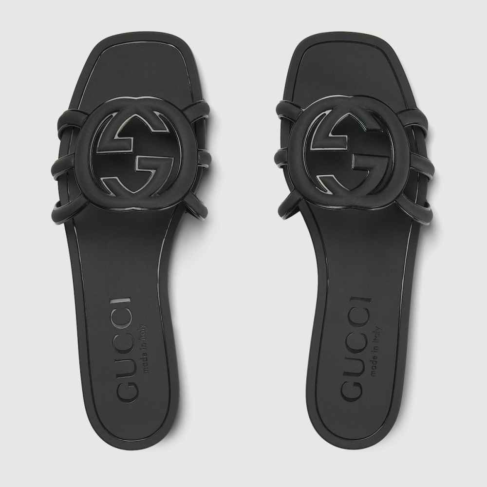 Gucci Black Women's Interlocking G slide sandal-2