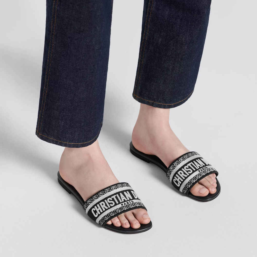 Dior Black Premium Quality Women's Flat Sandals-thumb-4