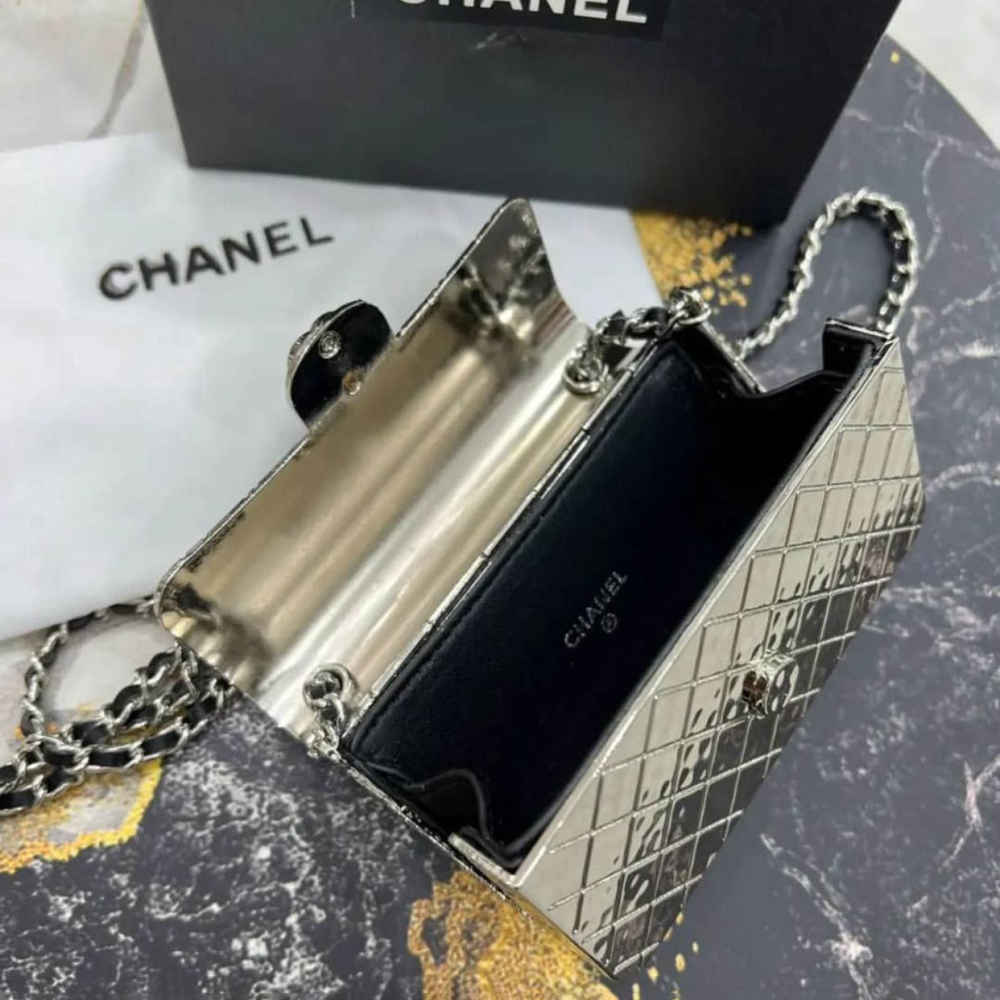 Chanel Metal Mini Silver Sling Bag-2