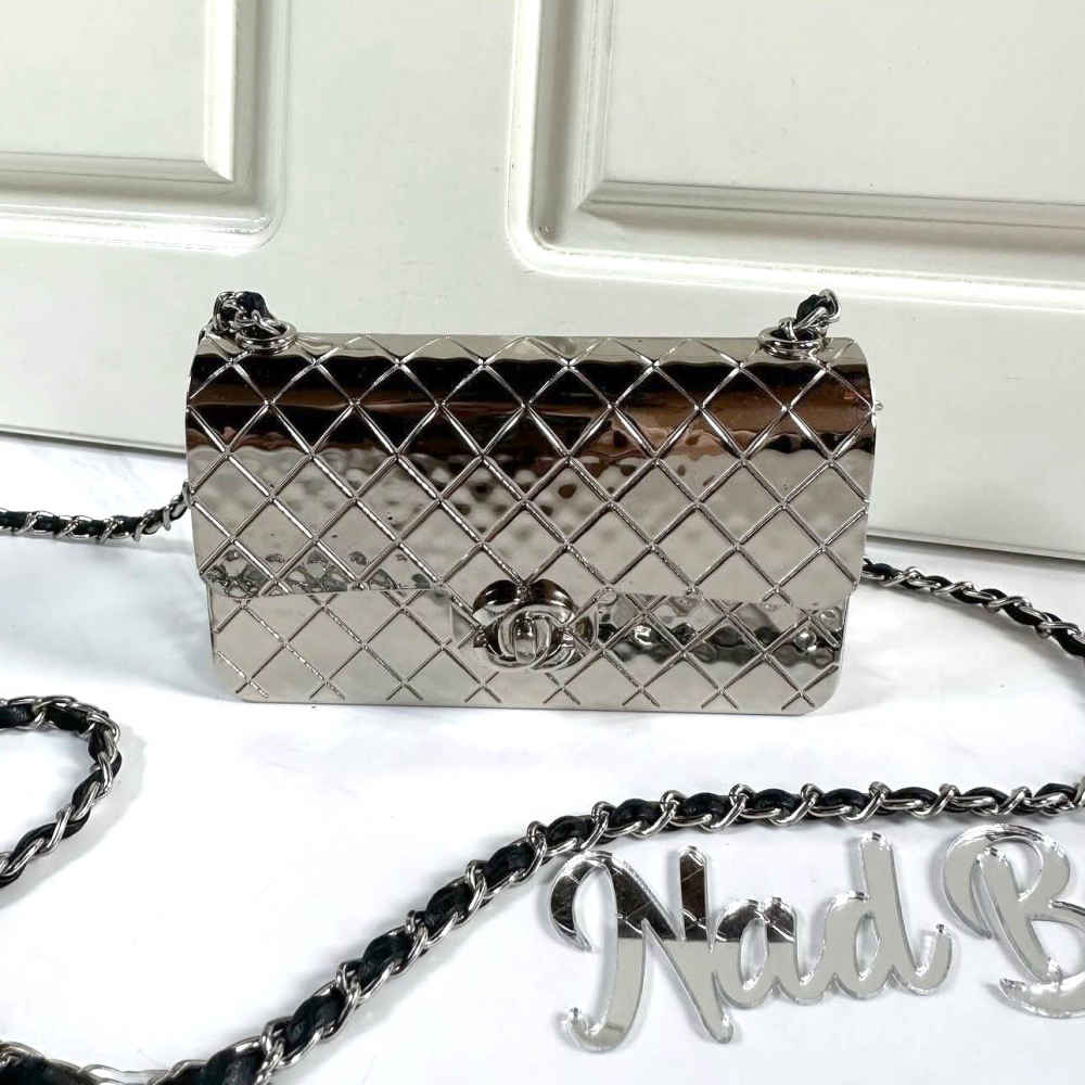 Chanel Metal Mini Silver Sling Bag-1